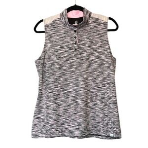 GGblue Tank Top Womens Size Large Pink Black White 1/4 Snaps Stretch Vented